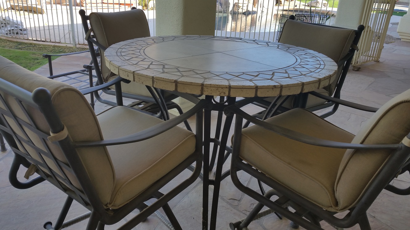 Table Top Restoration Service | Travertine Dining Table - BEFORE